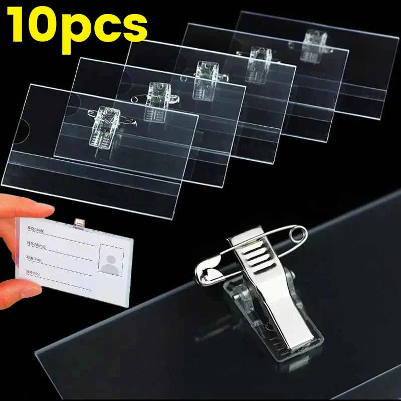 Waterproof Transparent Card Holder with Safety Pin Clip Anti-lost Card Protector for Business Bus Bank Credit Card Cover 9x5.5cm