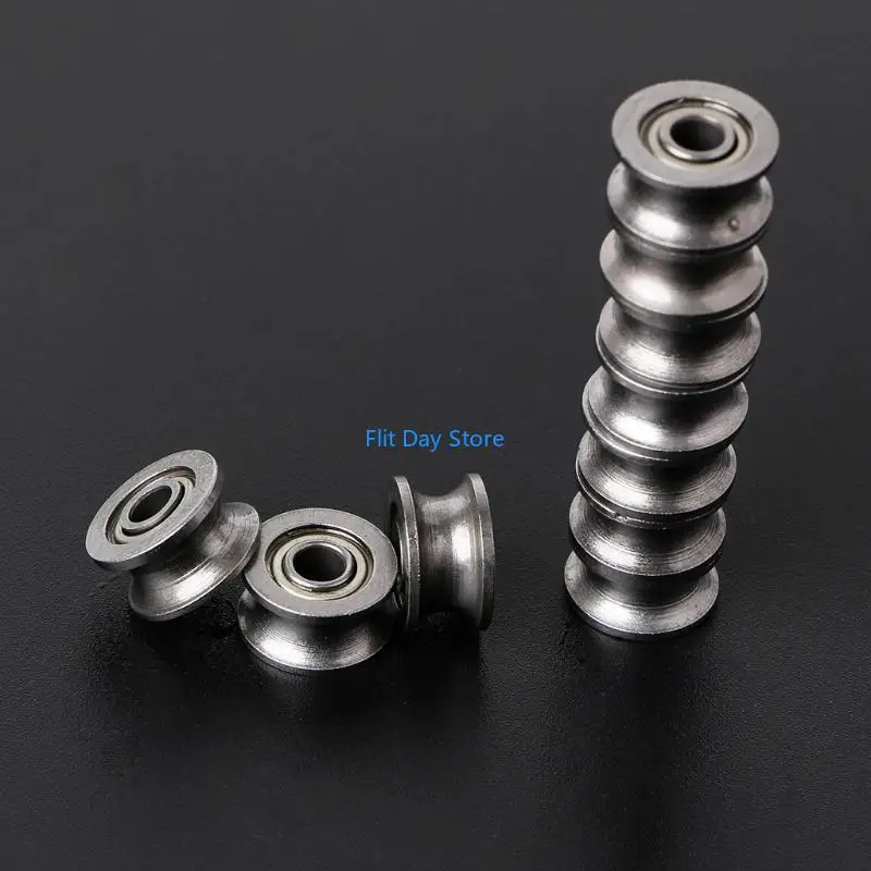 F92C 10Pcs U624ZZ U Ball Bearing Guide Pulley For Rail Track Linear Motion