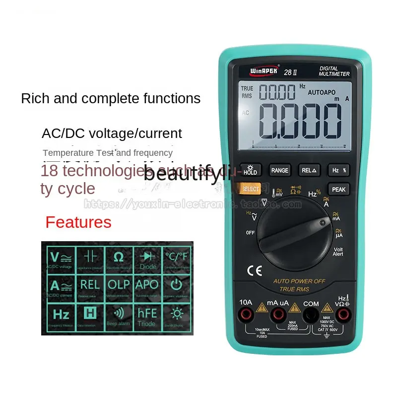 zqDigital Multimeter 28ii Measuring Tool Electrical Instrument Meter True Effective Value Automatic Range Multiple Display