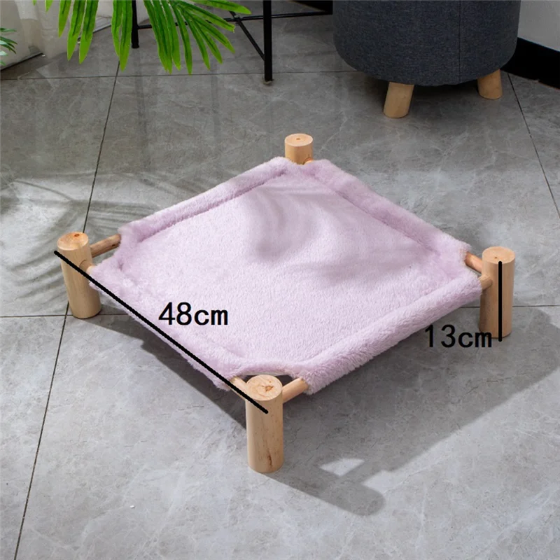 AAAC-Elevated Pet Bed, Cat And Dog Stool Bed, Pet Chair With Wooden Legs, Plush Pet Bed, Puppy Sofa