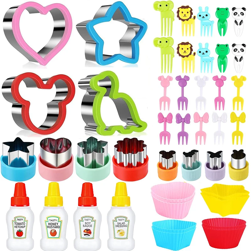 Sandwich Cutters for Kids Children DIY Fruit Vegetable Cutter Shapes Bread Cookies Food Maker Mold Silicone Lunch Box Dividers