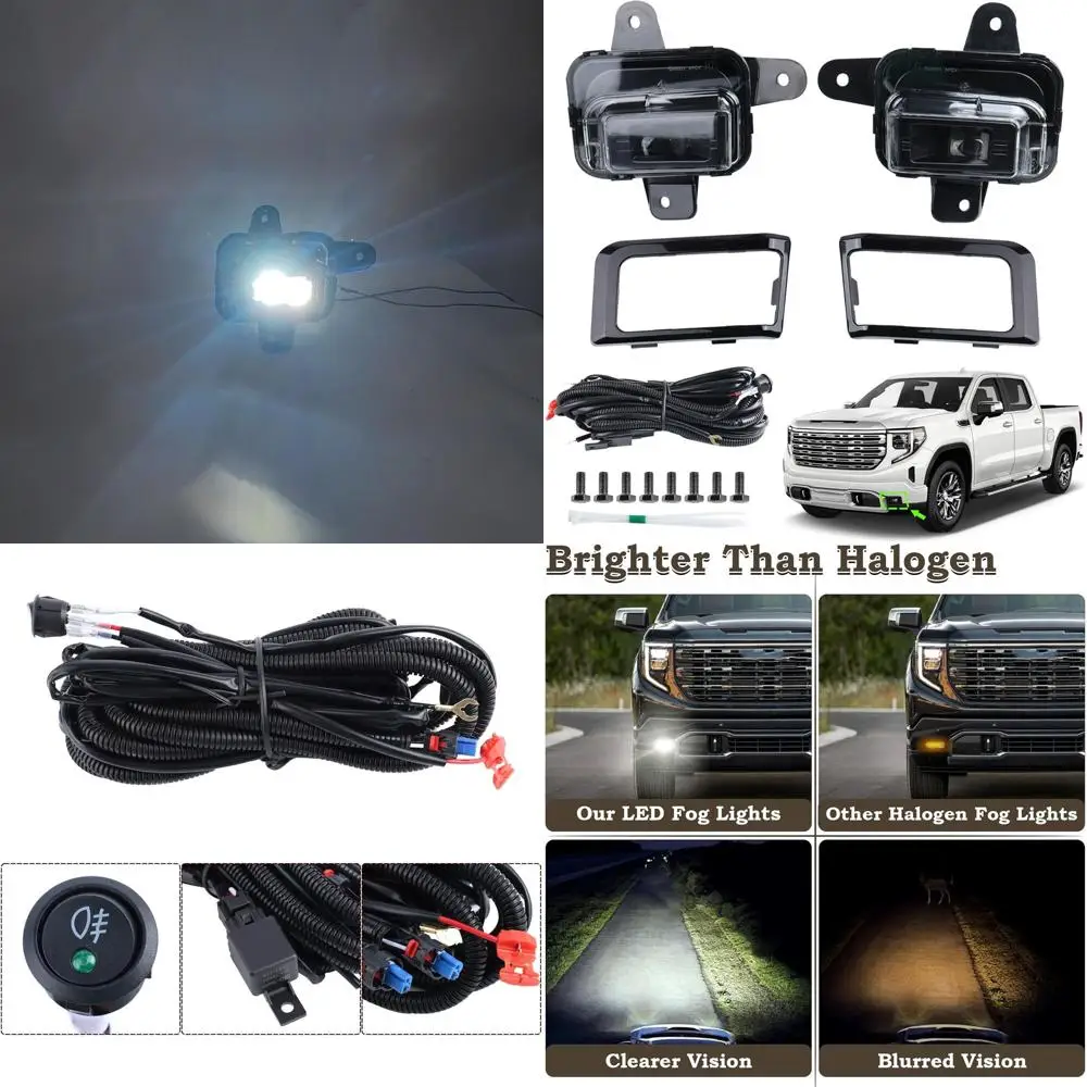 

5-Piece LED Fog Light Set for 2022-2024 GMC Sierra 1500 Front Bumper Assembly with Wiring, Bulbs, and Bezels