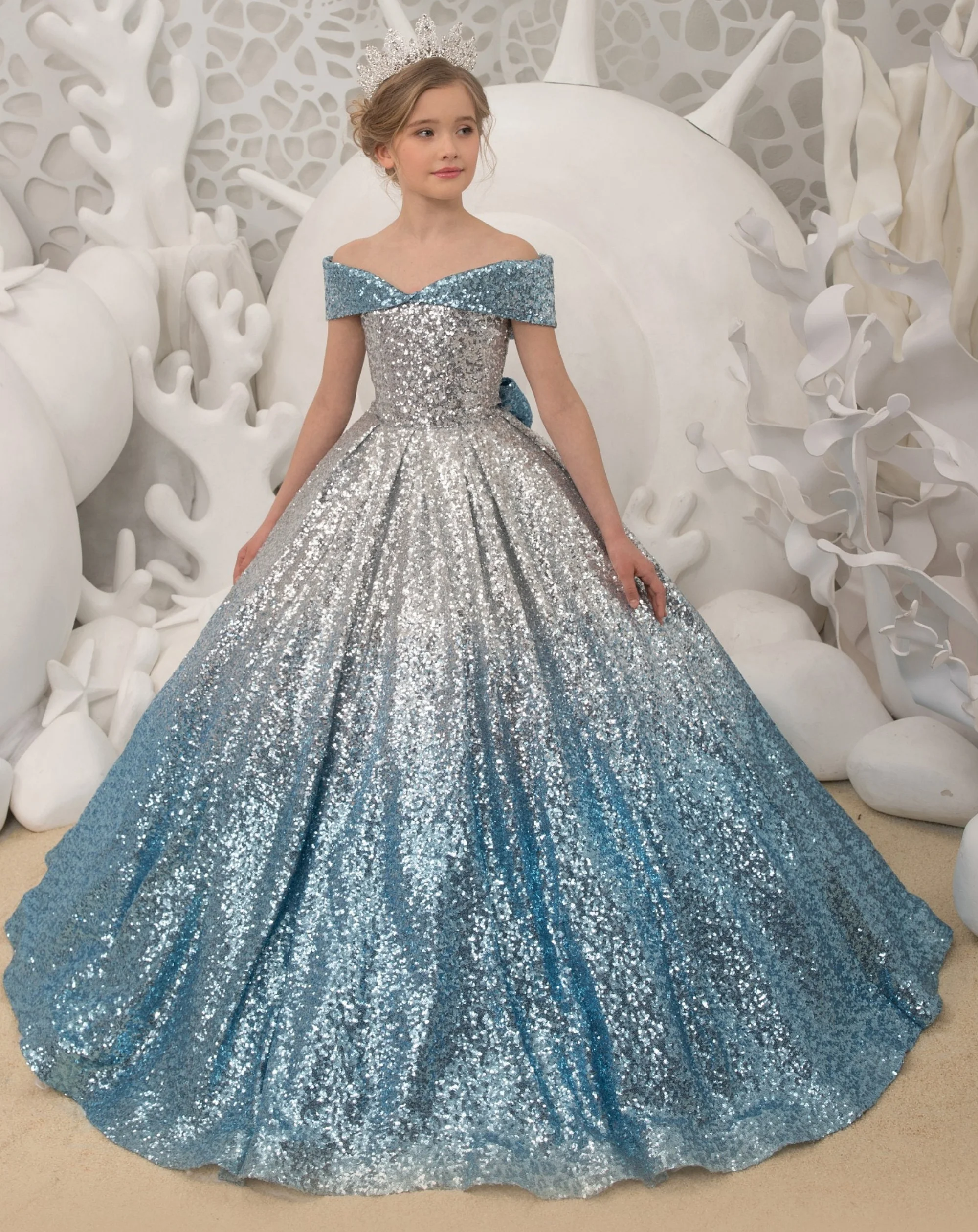 Wunderschönes One-Shoulder-Ärmel-Blumenmädchenkleid mit Schleife, Prinzessin, kleines Kind, Hochzeit, Partykleid, Erstkommunion, Geburtstagsgeschenk