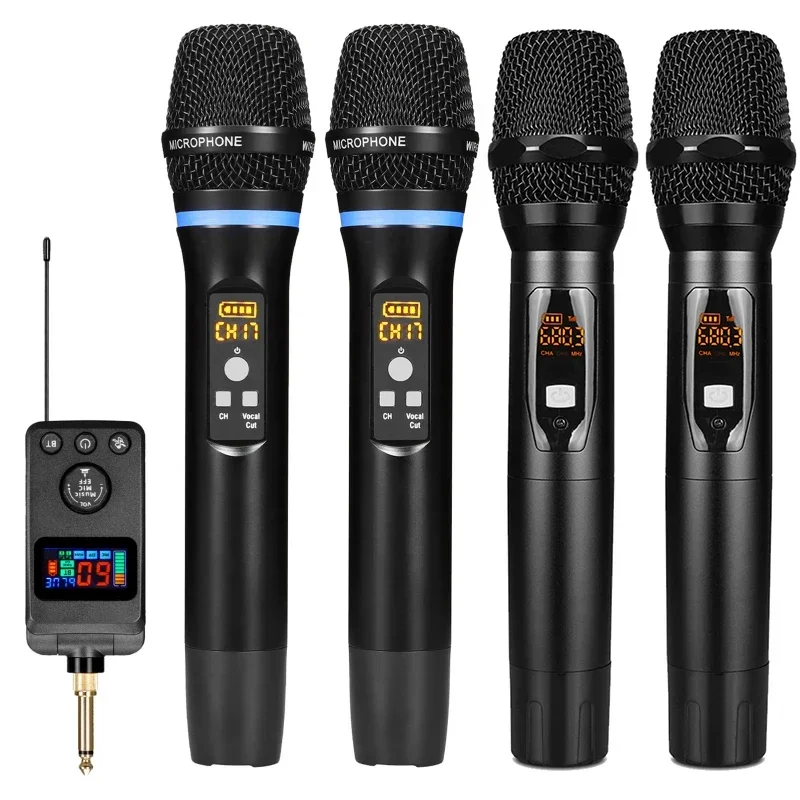 

Microphone & Receiver Set UHF Bluetooth Wireless Handheld Dynamic Karaoke Performing Professional Home Reverb High and Low Bass