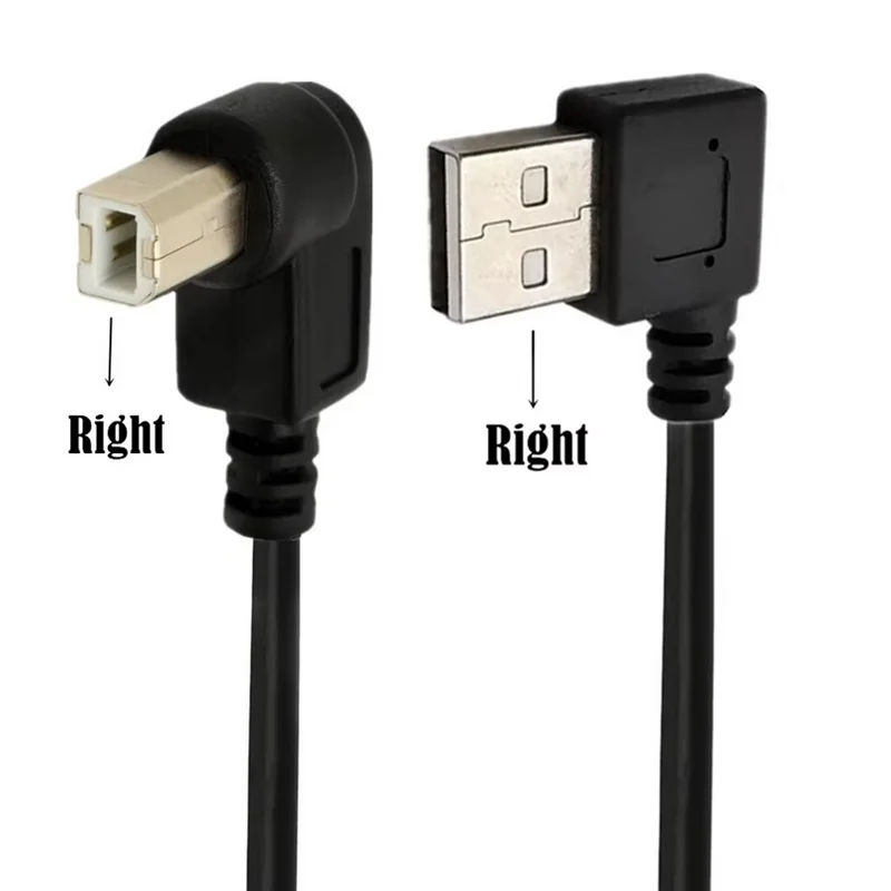 

USB2.0 штекер под прямым углом к B штекеру правый двойной угловой кабель принтера USB2.0 480 Мбит/с быстрая зарядка прочный дизайн для принтеров