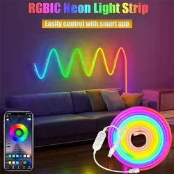 RGBIC Neon Light Strip Sound Pickup Light Strip DIY Shape LED Strip Light Bluetooth APP Control for Holiday Decorations