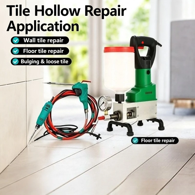 High-Pressure Tile Hollow Grouting Injector, Marble Stone Wall Void Repair Grout Machine, Full Set Construction Tools
