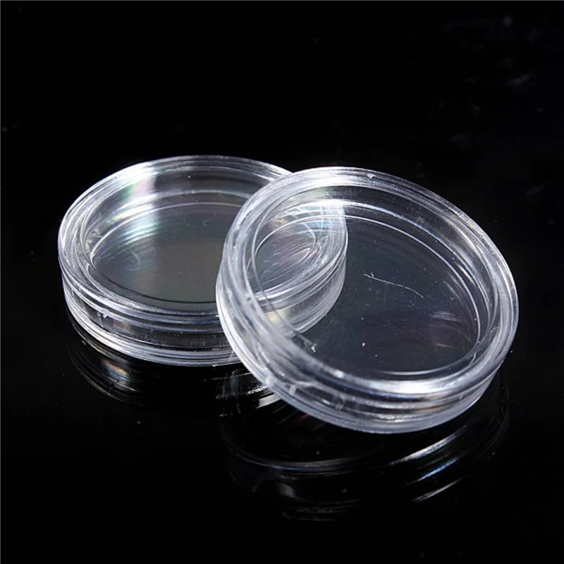 AA20-30 Pcs Small Round Transparent Plastic Coin Capsules Box 25Mm