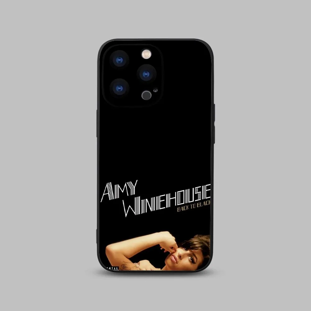 Amy Winehouse Singer Phone Case For iPhone 15,14,13,12,11 Plus,Pro,Max,XR,XS,X,7,8 Plus,SE,Mini Black Silicone Soft