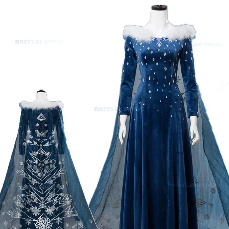 Costume de Cosplay Reine d'Hiver Glacée, Princesse Elsa, FantrenforBleue Trempée, ixd'Halloween, Robe de Bal, Uniformes de Scène, pour Femme et Fille