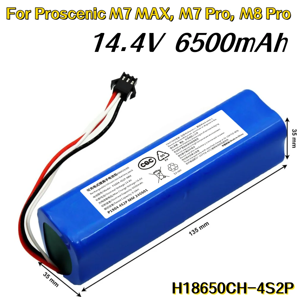 14.4V 6500mAh 18650 m26 4s2p Lithium Ion Battery Pro M9 Pro M8 Pro M7 R1 Rechargeable Lithium Ion Robot Vacuum Cleaner