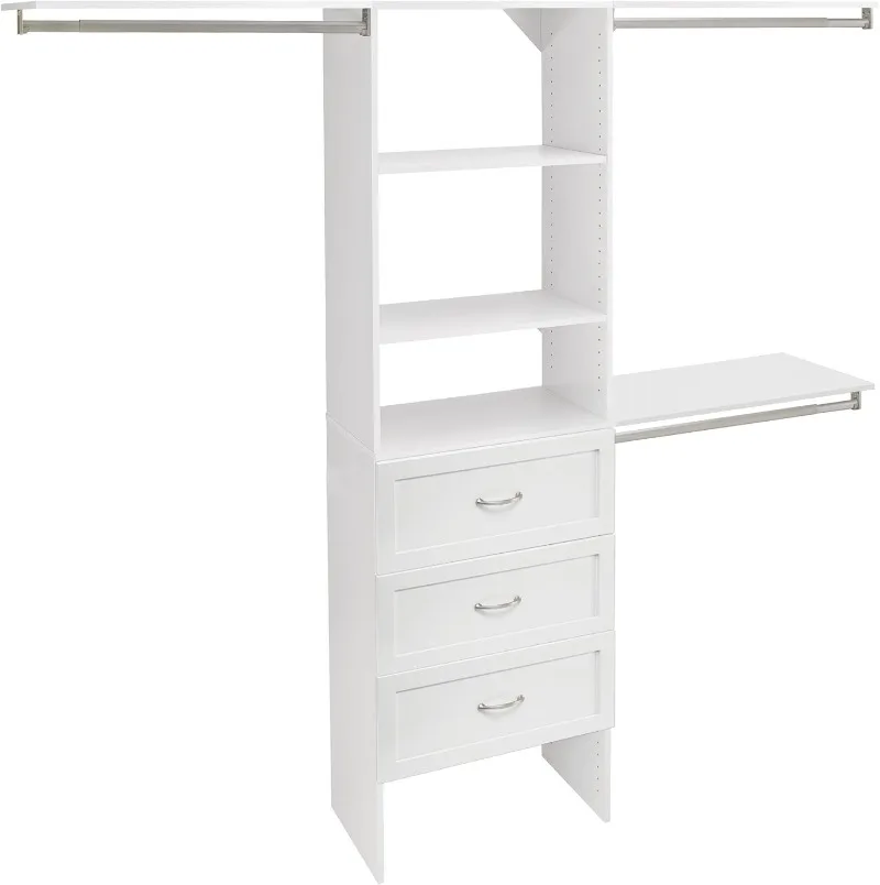 

Closet Organizer with Shelves, 3 Drawers, 25-Inch-Pure White