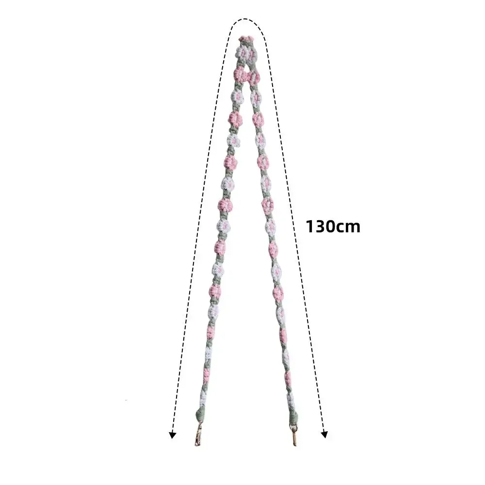 Fashion Sweet Cotton Cell Phone Strap Colourful Braided Flower Shoulder Strap Handmade Weaving Bag Chain Crossbody Bag Strap