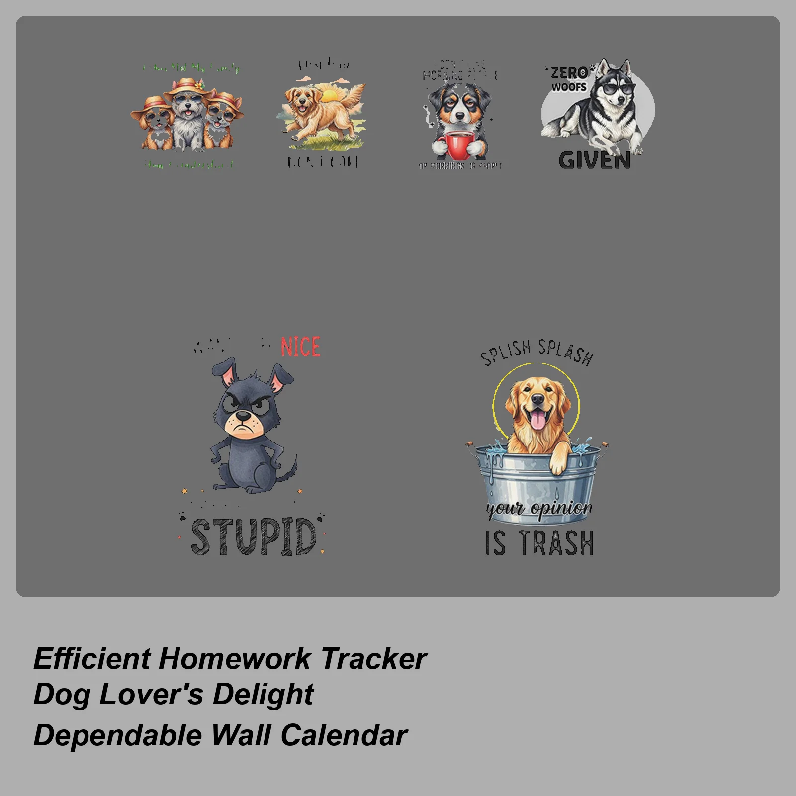 

Календарь с саркастическими собаками на 2026 год, ежемесячный настенный календарь-планировщик-органайзер, 12 месяцев, ежедневная повестка дня, планировщик расписания с дисплеем собаки