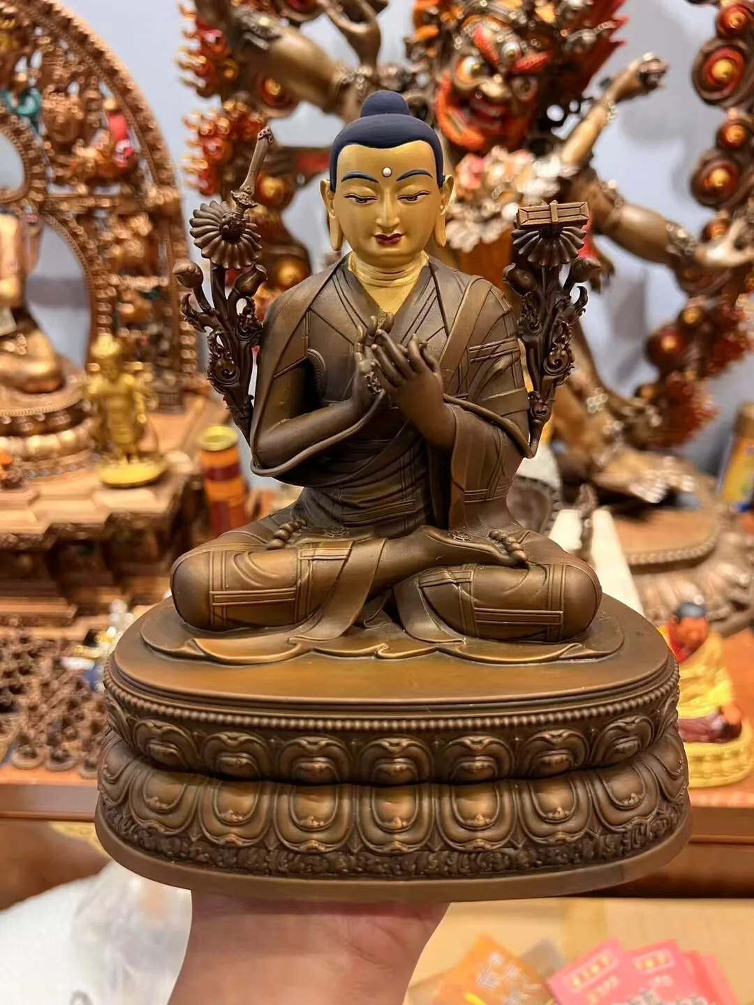 Estatua de cobre de Buda Sakya Pandita Kunga Gyaltsen del Tíbet de 23 cm