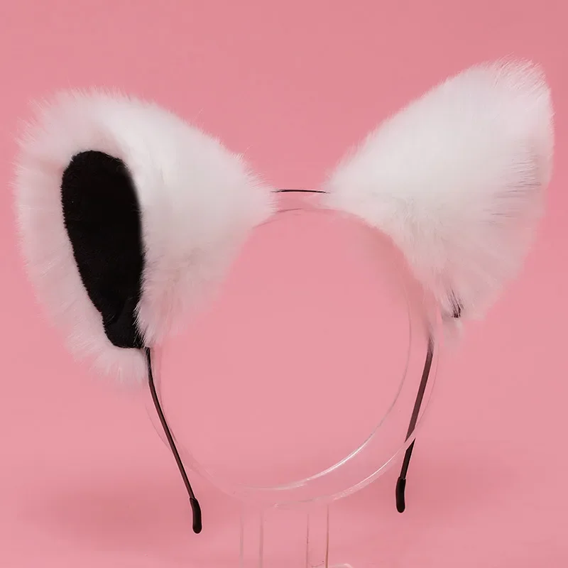 Gorros con orejas de gato, accesorios de Lolita, accesorios de Cosplay de animales, diadema con orejas de felpa de piel sintética para mascotas, accesorio de disfraz de Cosplay JK CK