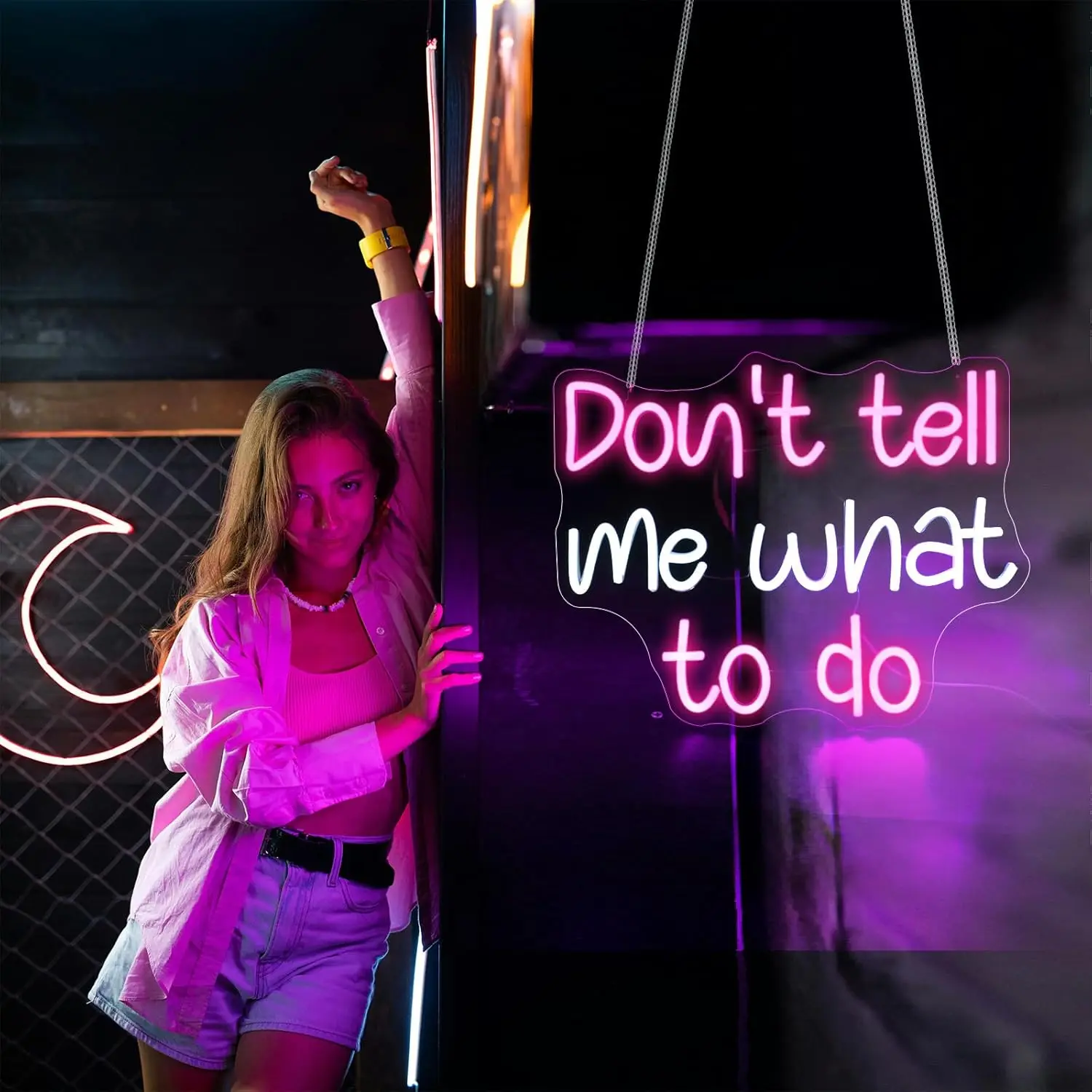 Don't Tell Me What to Do Neon Sign for Wall Decor Light Up Signs Home Decor USB with Dimmable Switch for Bedroom Club Party Bar