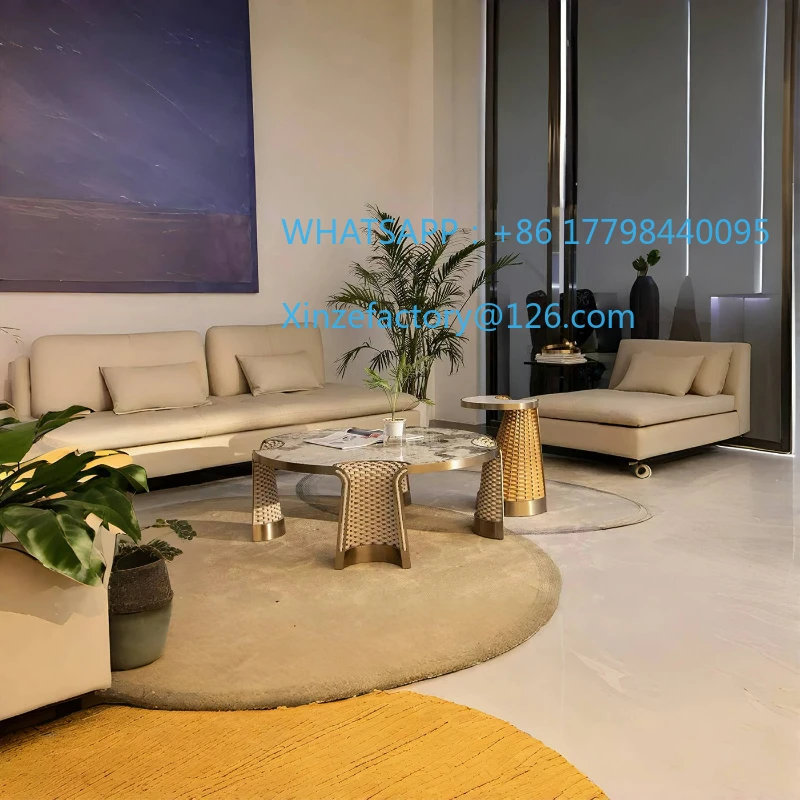 طاولة قهوة رخامية حديثة قابلة للتخصيص، طاولة جانبية إبداعية فاخرة #1