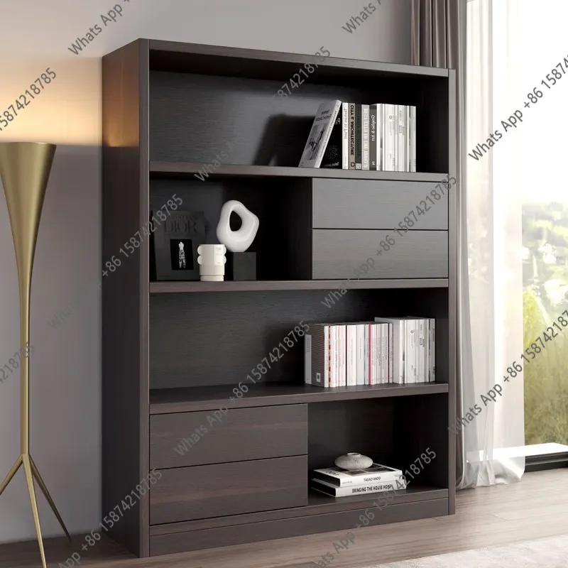 

V64 High-end Light Luxury Smoked Oak Bookcase Storage Modern Simple Home Living Room Combination Display Locker