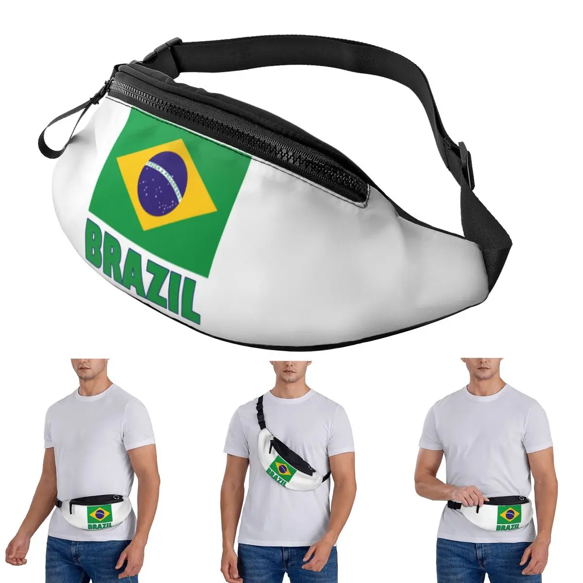 

Crossbody Waist Bag Brazilian Flag Brazil Men Women Fanny Pack Travel Running Money Phone Pouch