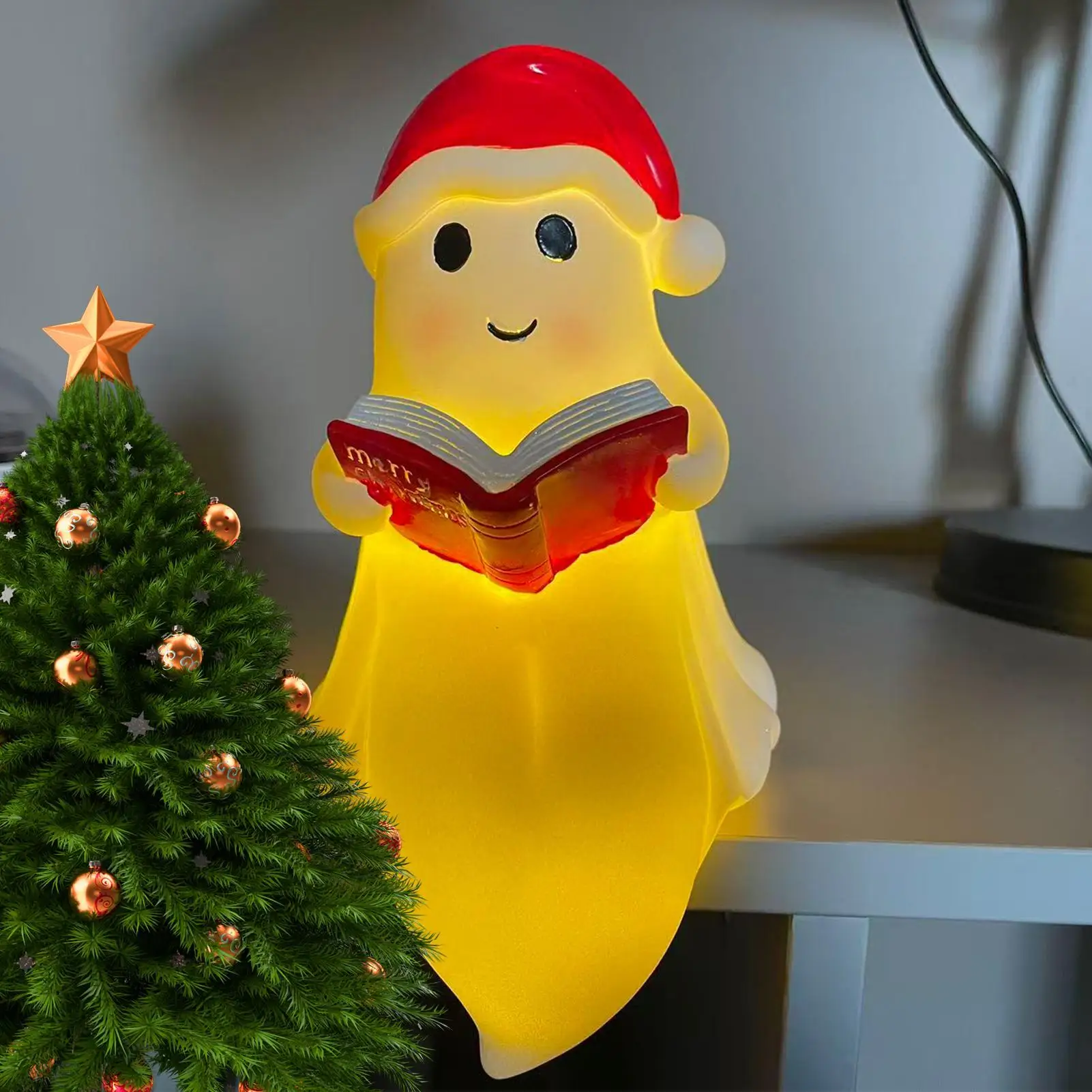 Halloween Ghost Nightlight Cute Horror LED Lamp Desktop Ornament Home Accents Spooky Ghost Reading Book Light for Table Indoor