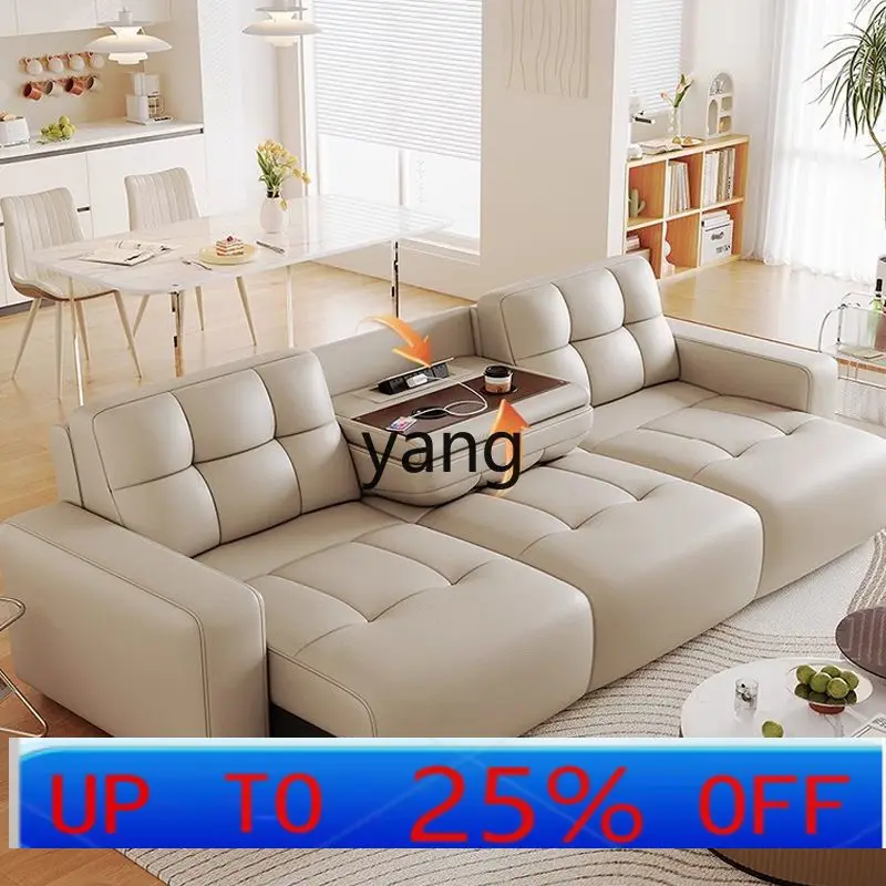 

LH dual-purpose simple modern small apartment living room voice retractable leather multi-functional sofa