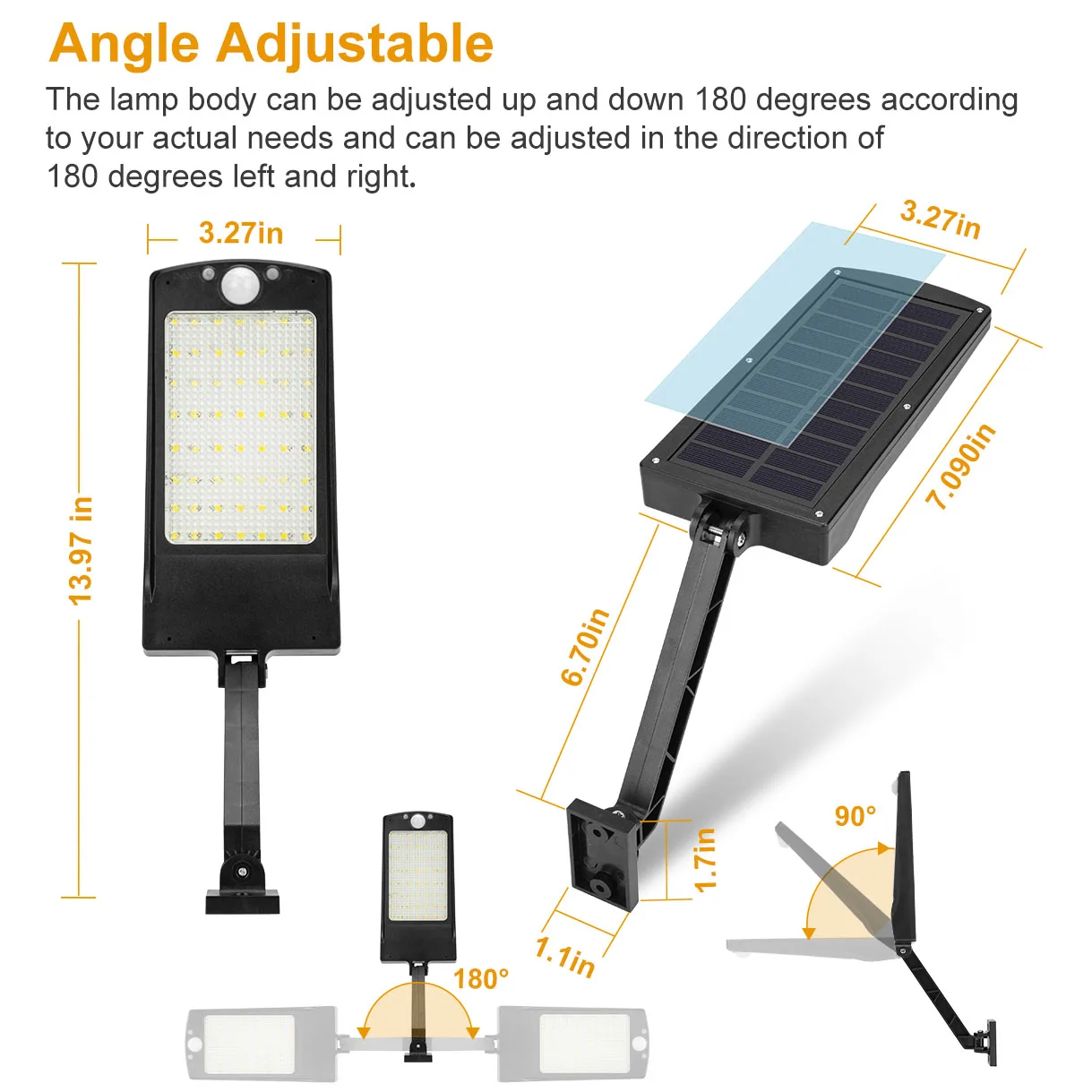 outdoor solar lights Led solar lights waterproof Solar Llght With Three Modes For Garden Wall Safety Lamp Two Angles Lighting