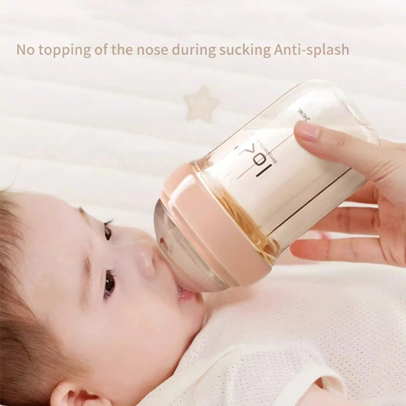 Newborn Feeding Bottle Double Exhaust Anti-Choke Baby Bottle PPSU Wide-caliber Feeding Bottles BPA Free for Baby 0-6 Month 240ML