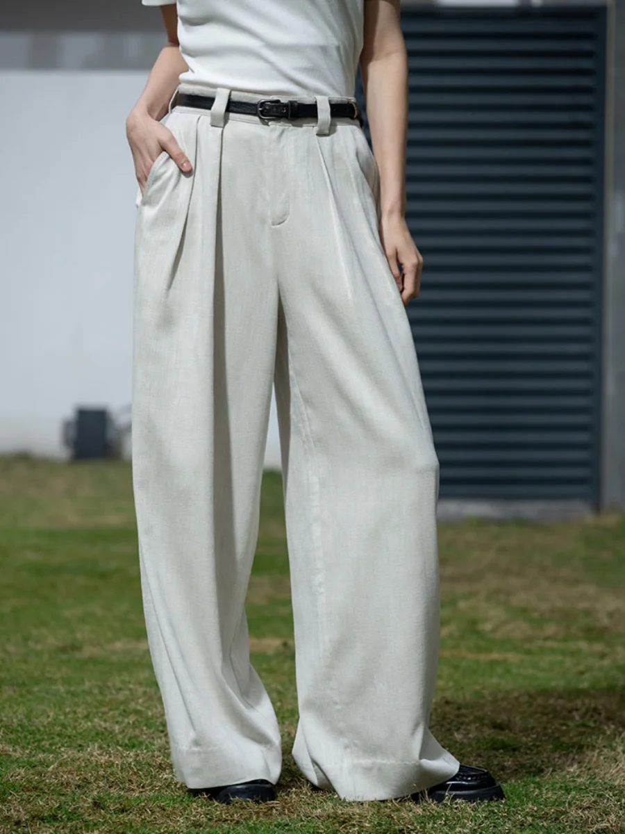 

Новинка Весна-Лето: Женские широкие брюки из ацетатного лиоцелла, струящиеся, не требующие глажки, для офиса и делового стиля