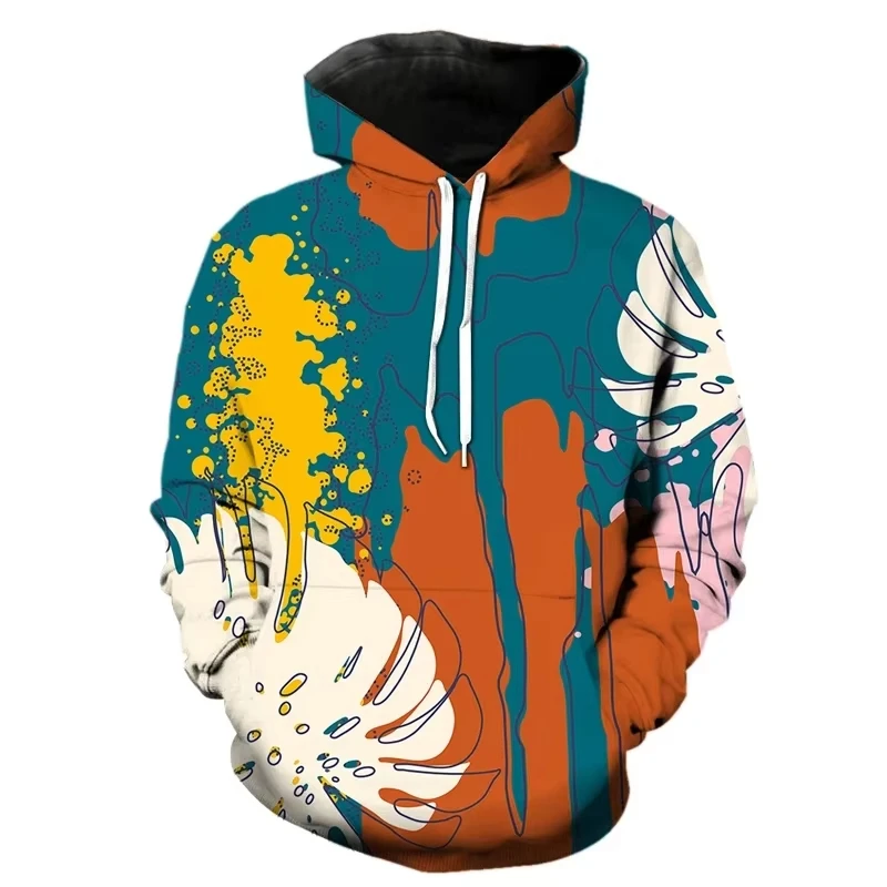 3D Print Street Graffiti Art Hoodie Men Streetwear Personality Pattern Pullover Sweatshirt Long Sleeves Multicolour Hoodies