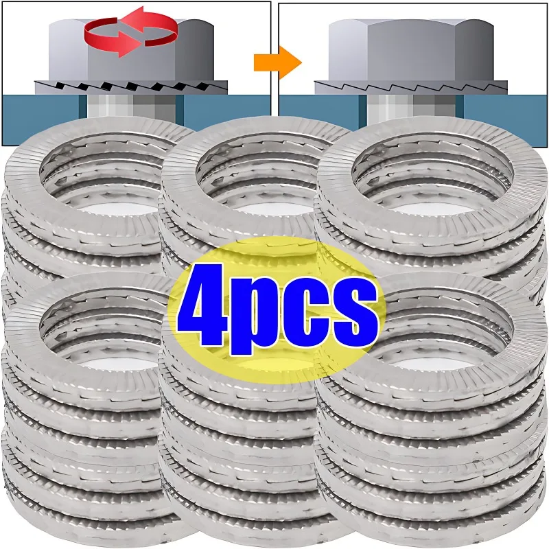 Arandela autoblocante de doble pila de acero inoxidable M8 M10 M12 M16 M20, arandela de bloqueo de cuña de acero inoxidable, arandela antisuelta