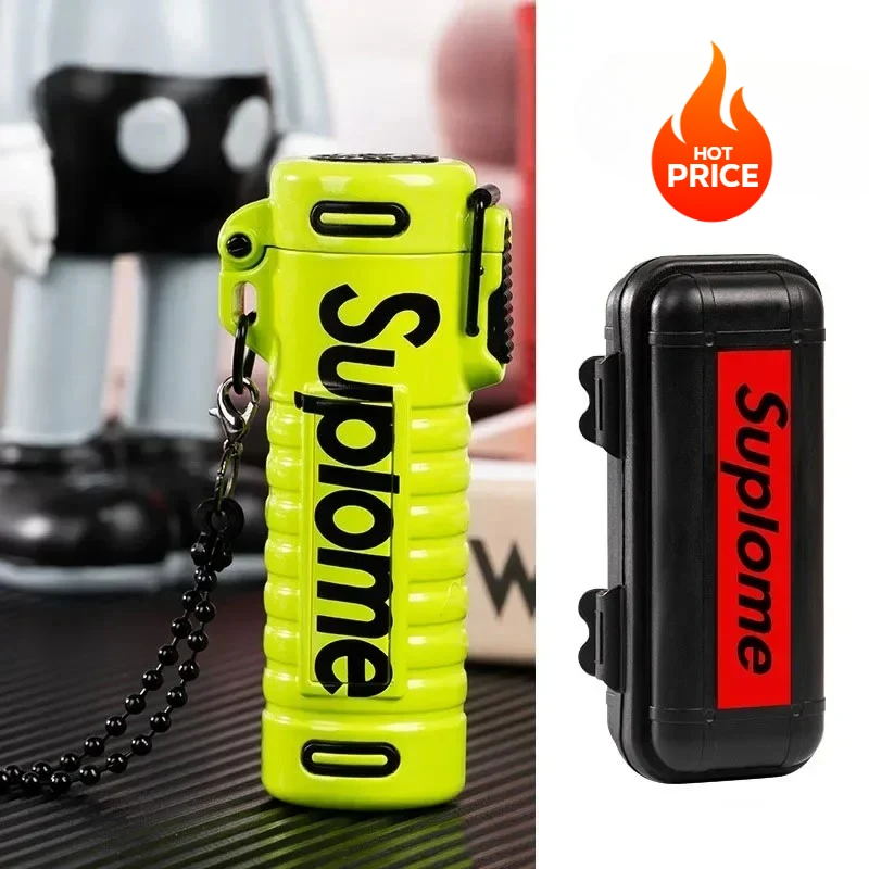 

New Trendy Letter Logo Windproof Lighter Boyfriend Gift Waterproof Jet FlameStrong Firepower Flashlight Smoking Accessories
