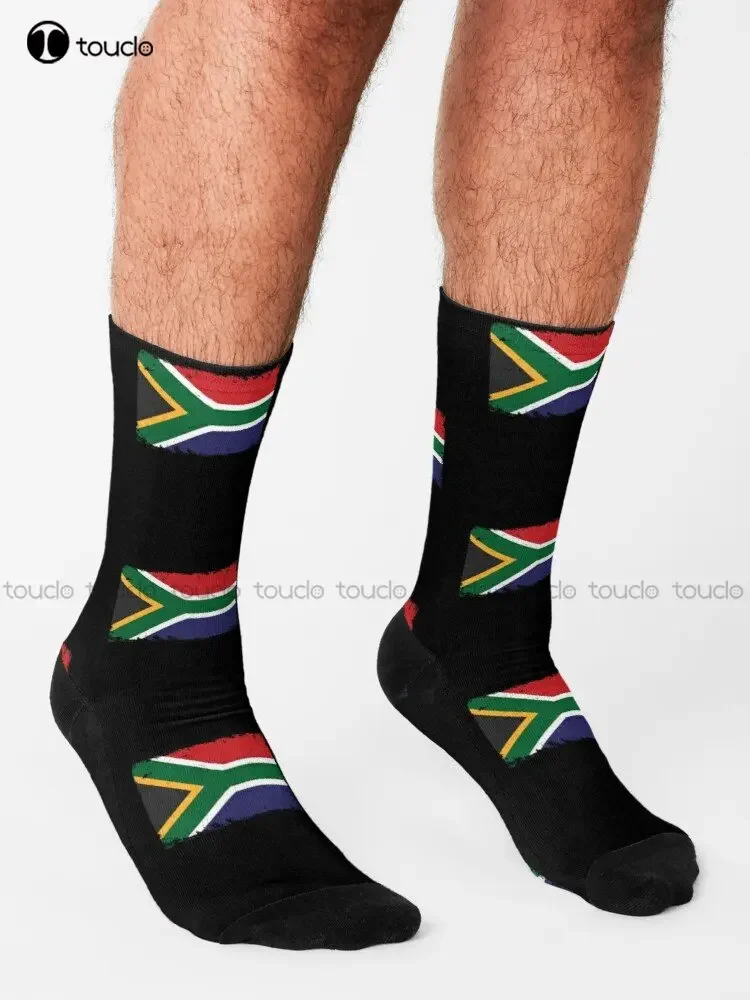 South Africa Heartbeat Flag Vintage South Africa Socks Boot Socks For Women 360° Digital Print Custom Gift Streetwear Cartoon