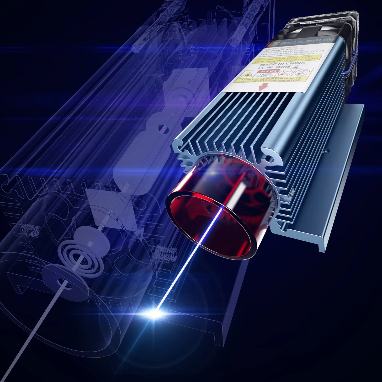 SCULPFUN S9 5W Macchina per incisione laser ad effetto Tecnologia di modellatura del raggio laser ultrasottile Macchina per incisore acrilico 410x420mm