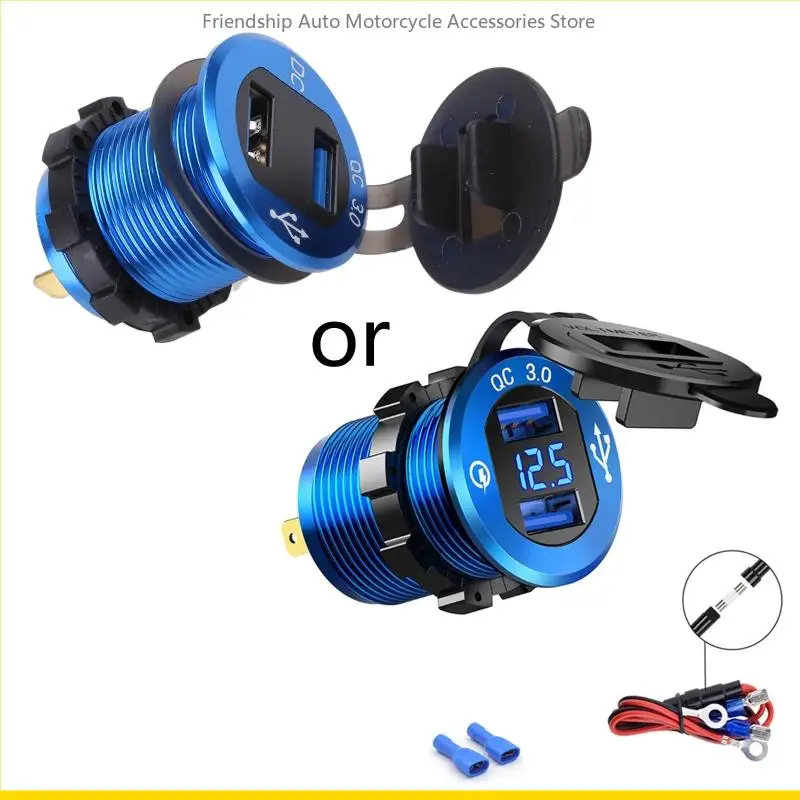 

SZCH USB Cable Car Charger for Micro Quick Charge Dual Port Charger Portable Adapter QC3.0 Flash Charging with LED Voltmeter
