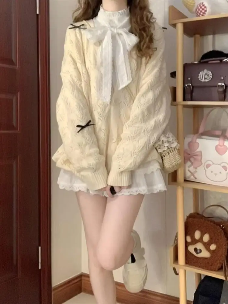 

Женский свободный повседневный тонкий вязаный кардиган с V-образным вырезом, длинными рукавами, утепленный, с завязками на плечах