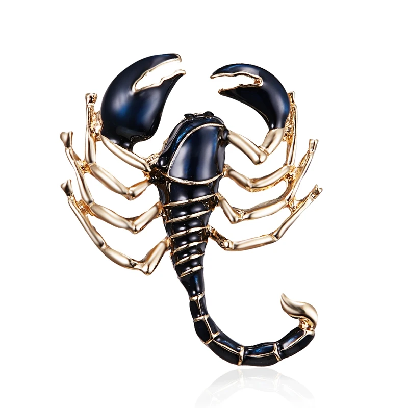 Retro Scorpion Rhinestone Brooch Pin Women Men Crystal Shrimp Spider Animal Insect Lapel Pins Casual Party Scarf Coat Jewelry