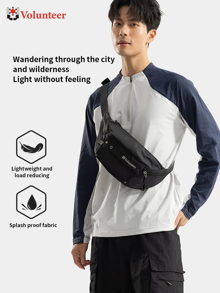 VOLUNTEER Fanny Packs for Men Waterproof Outdoor Sports Running Waist Bag Lightweight Phone Nylon Crossbody Chest Bag 1886-13