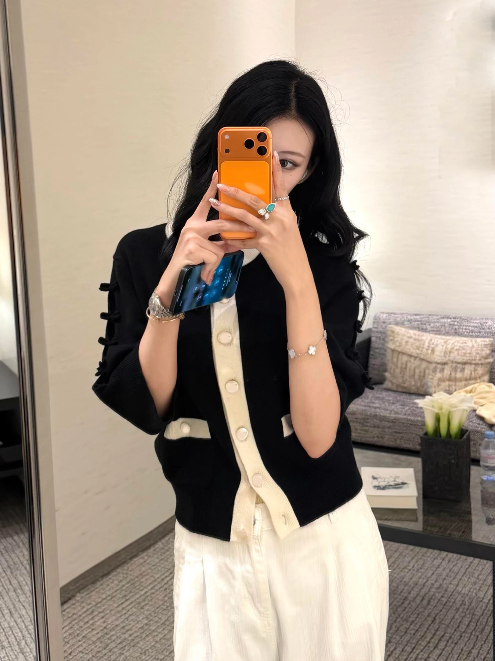 

Ele Knitted Sweater Jaet Women's Sle Light Maturi Lady Small Fraance Sle Open Cardigan Top Quali Polyes...