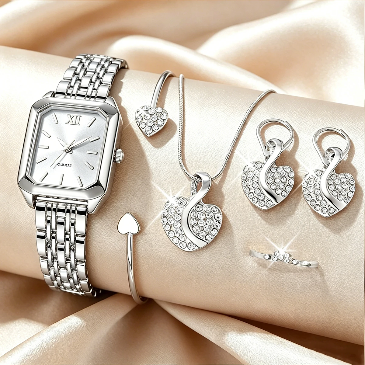 6 Adet Zarif Dikdörtgen Kadın - Jewelry Watches For Ladies incelemesi ve fiyatı