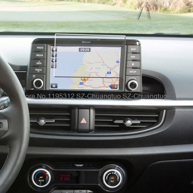 กระจกนิรภัยป้องกันหน้าจอฟิล์มสําหรับ Kia Picanto Morning 2017 2018 2019 2020 รถนําทาง GPS หน้าจอ anti-Scratch ฟิล์ม