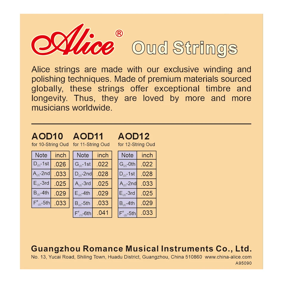 Original Alice AOD-12 OUD Strings UD/UT 12 Courses Strings Clear Nylon And Silver-Plated Copper Alloy Wound