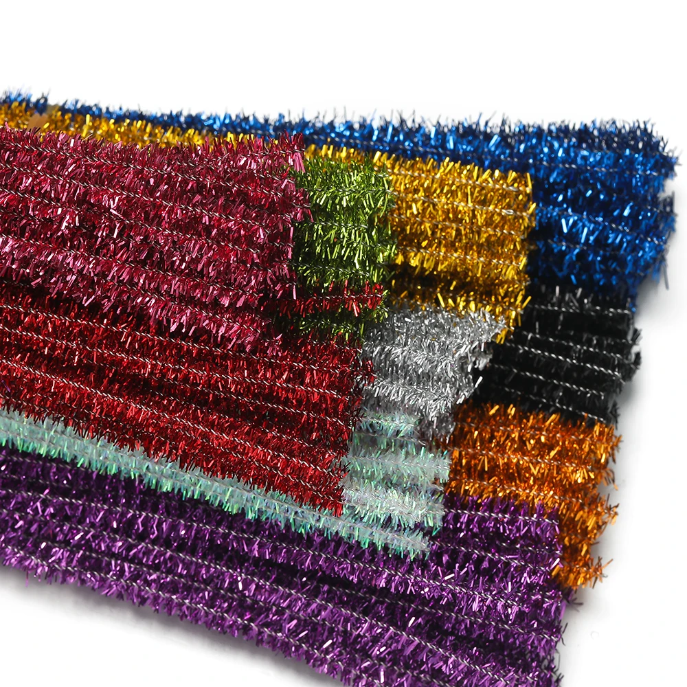 30cm 100pcs Glitter Chenille Stems Pipe Cleaners Plush Stems Wired Sticks Kids Educational DIY Christmas Craft Jewelry Making