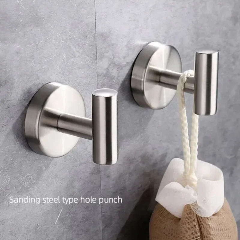 Stainless Steel Robe Hook Adhesive Wall Hook Towel Hook for Bathroom Kitchen Garage Heavy Duty Wall Mounted Kitchen Hardware