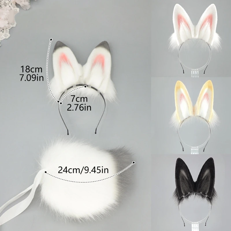 Trang phục Dxae Bunnies Trang phục Cosplay Cosplay Faux Furs Bunnies Ear Headband Bunnies đuôi cho Halloween mặc quần áo Đạo cụ