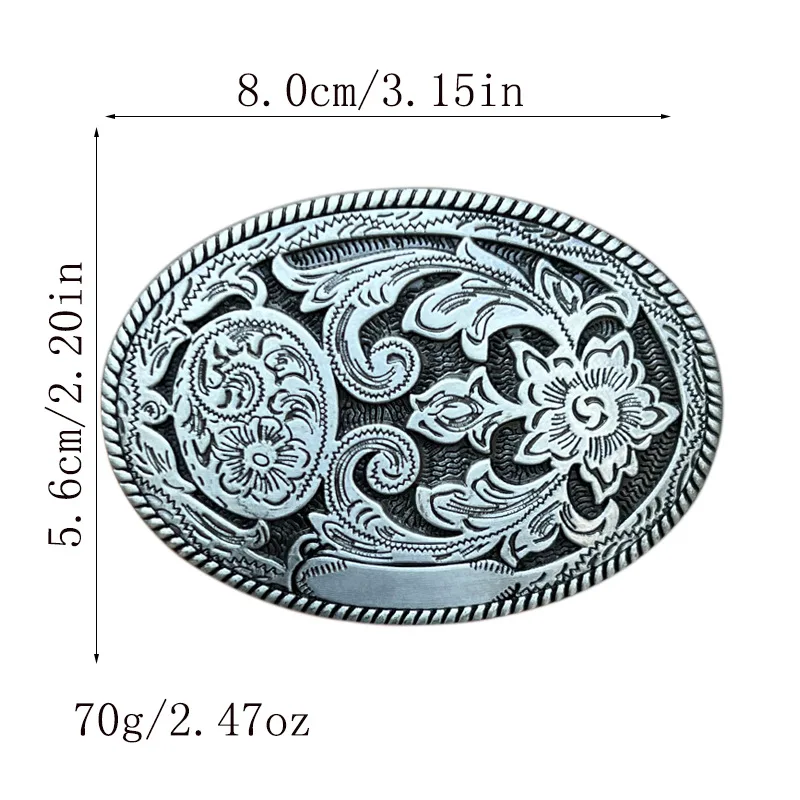 Boucle de ceinture de style occidental avec motif d'herbe Tang