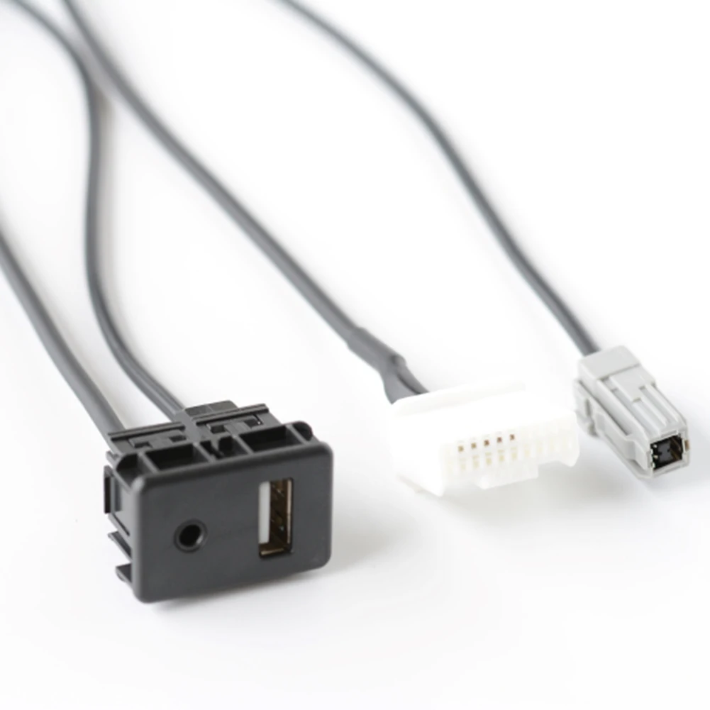 كابل محول AUX مقبس USB سهل التركيب راديو الصوت AUX USB 20Pin 22 مللي متر * 34 مللي متر داش لوحة سلك تسخير كابل 1 مجموعة أسود