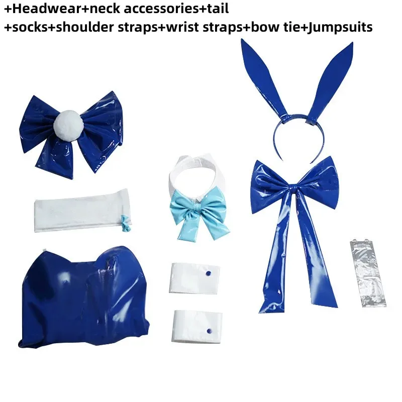 CyGame Blue Archive The Animation Asuma Toki Strój Cosplay Peruka Strój Króliczka Kombinezon PU Strój Kąpielowy Kobieta Sexy Strój Plażowy Bikini Se