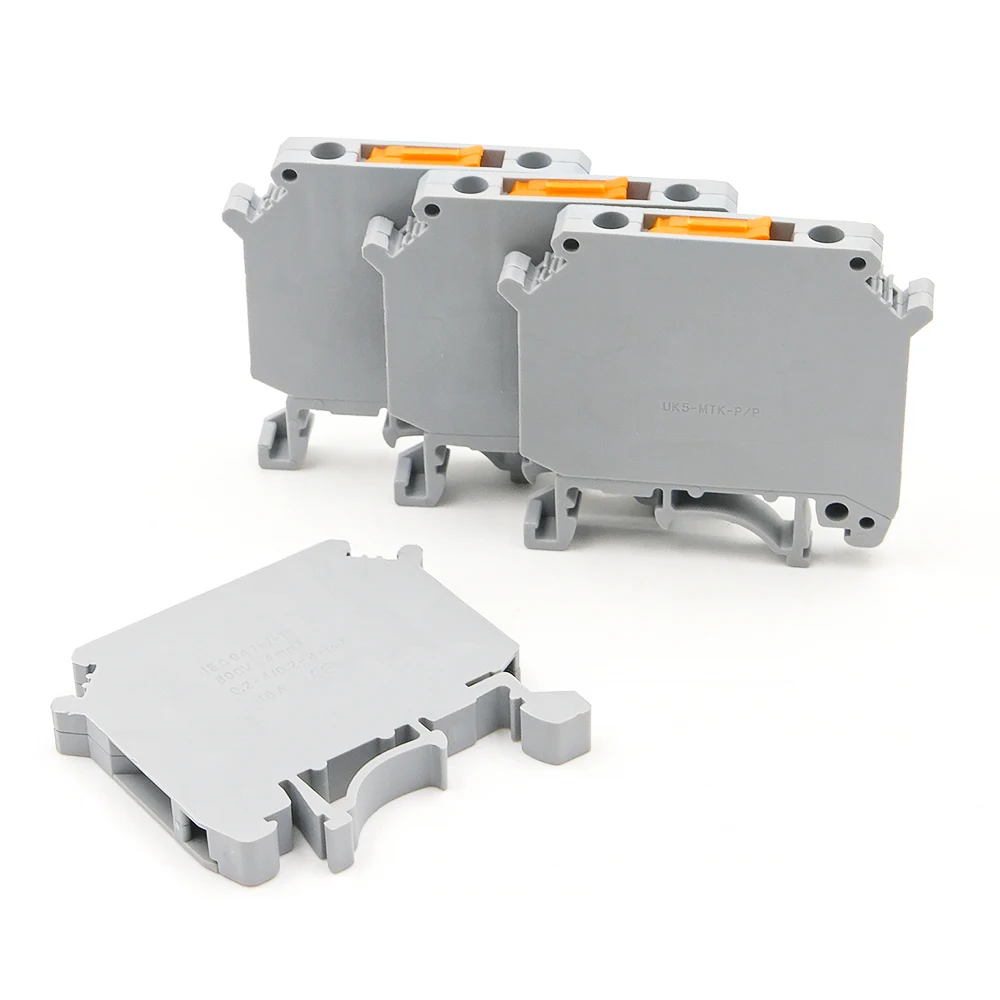 

10Pcs UK5-MTK-P/P Compact DIN Rail Terminal Block Screw Connection 500V Electrical Conductor