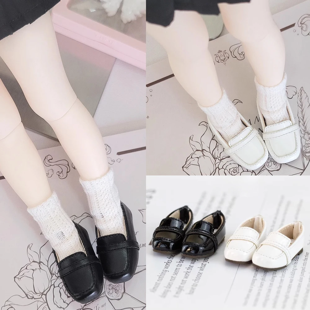 D09-P138 children handmade toy  1/6 BJD Doll leather Uniform shoes black brown white 1pair